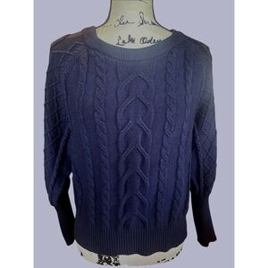 Tahari Woman's XL Navy Blue Cable Knit Sweater – Classic Cozy
